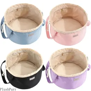 Large-Capacity Stylish Handheld Cosmetic Bag with Drawstring Organizer Built-in Pockets for Travel Organization Compact Durable Ideal Christmas Gift Plain Pattern