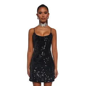 Over The Moon Sequin Dress - Black