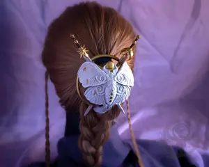 Mystic Heraldry Crest Hair Bun Holder and Sword Pins - Handpainted Resin, Unique Handmade Wearable Art Accessory, Perfect for Costumes