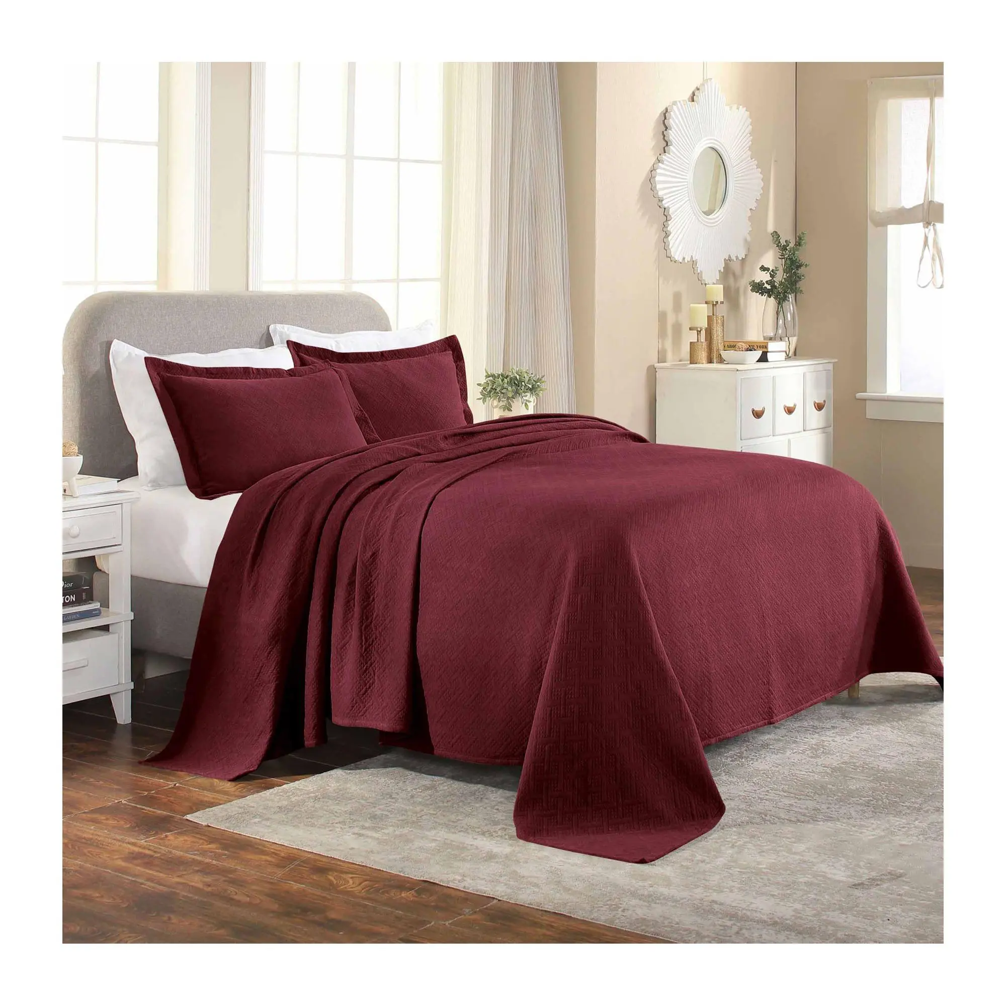 Superior Matelasse Cotton Basketweave Bedspread Set, Queen Superior Matelasse Cotton Basketweave Bedspread Set, Queen