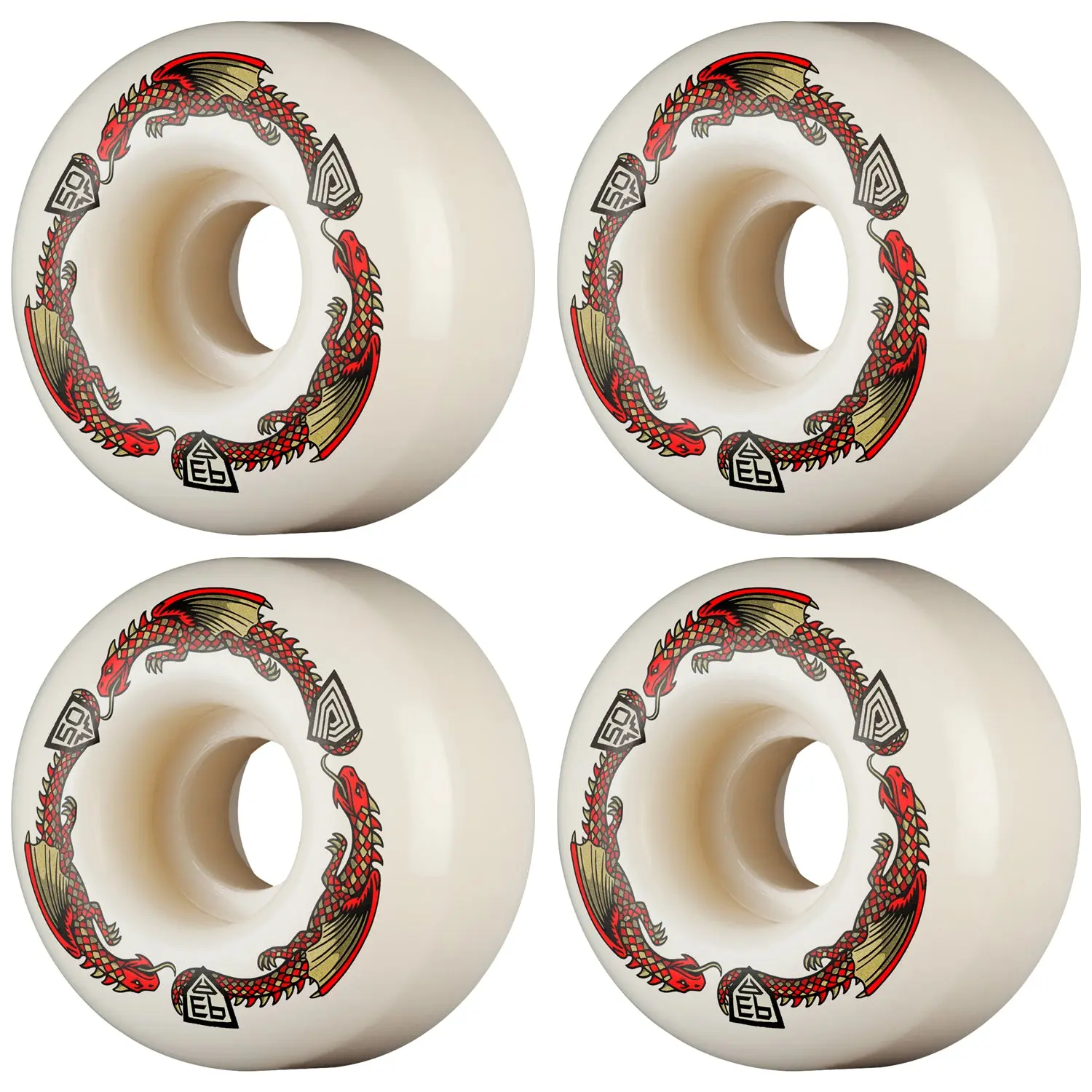 Powell Peralta Skateboard Wheels 50mm x 30mm Dragon Formula 93A V1 Shape Off White