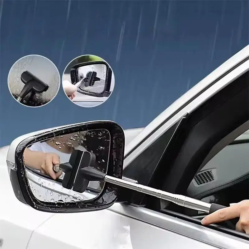 Retractable Car Rearview Mirror Wiper, 2-in-1 Window Cleaner, Cleaning Tool for Car Window Glass, Car Windshield Cleaner, Car Cleaning Accessories, Ca