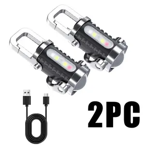 [2Packs] EDC Mini Multifunctional Flashlights,Rechargeable Keychain Flashlights 800 Lumens, COB Keychain Work Light Flashlights 7 Light Modes, Bright Mini Keychain Light for Walking, outdoor Searching and Hiking Tactical COB Flashlight camp
