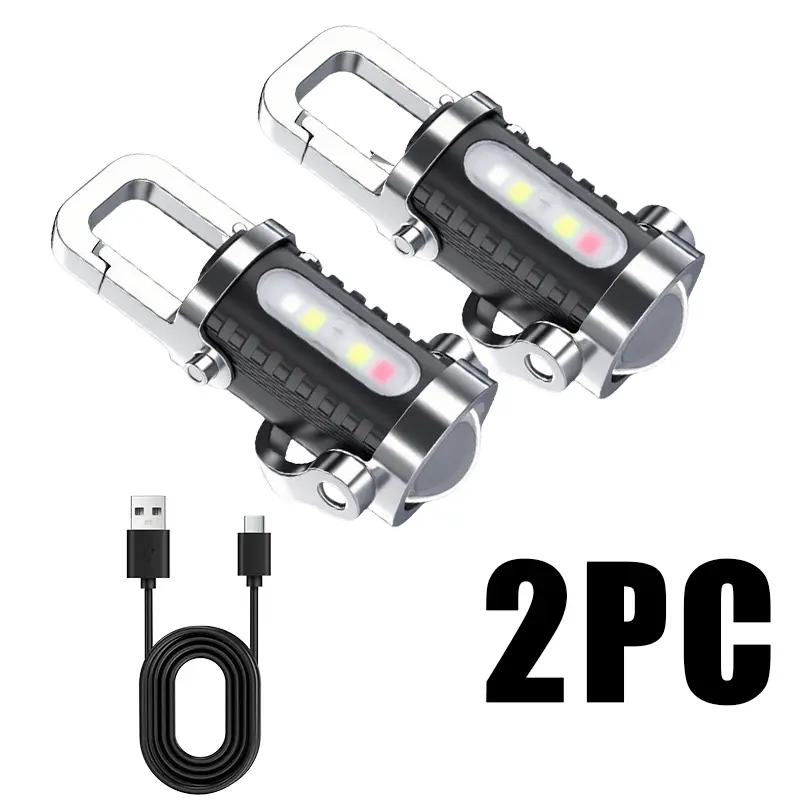 [2Packs] EDC Mini Multifunctional Flashlights,Rechargeable Keychain Flashlights 800 Lumens, COB Keychain Work Light Flashlights 7 Light Modes, Bright Mini Keychain Light for Walking, outdoor Searching and Hiking Tactical COB Flashlight camp tiktokshopspri