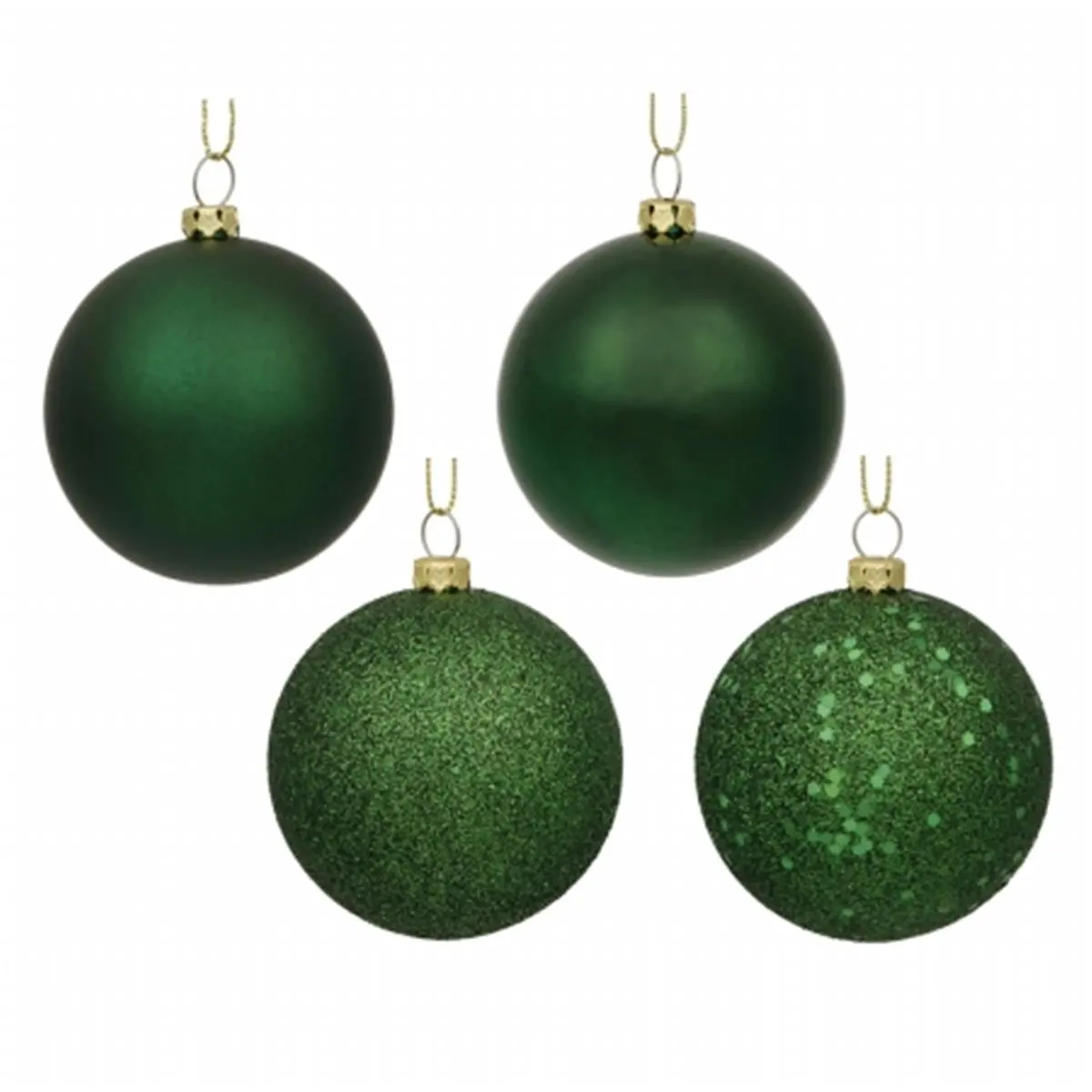 212 MAIN 4 in. Emerald Shatterproof Sequin Finish Ball Ornaments Assortment, 12-Box Traditional Decorative Holiday Christmas Decor for Gifting