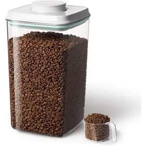 Dog Food Storage Container with 130ml Scoop – 4L/4.2qt Airtight Dog Food Container for Kibble & Treats, BPA-Free Cat Food Storage Container, Stackable Pop Lid Plastic Container with Lid