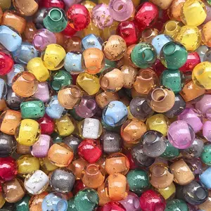 Aoxsie 100pcs Fake Glass Beads Mixed Random for Carabiner Bag Charm KeyChain Jewelry Making