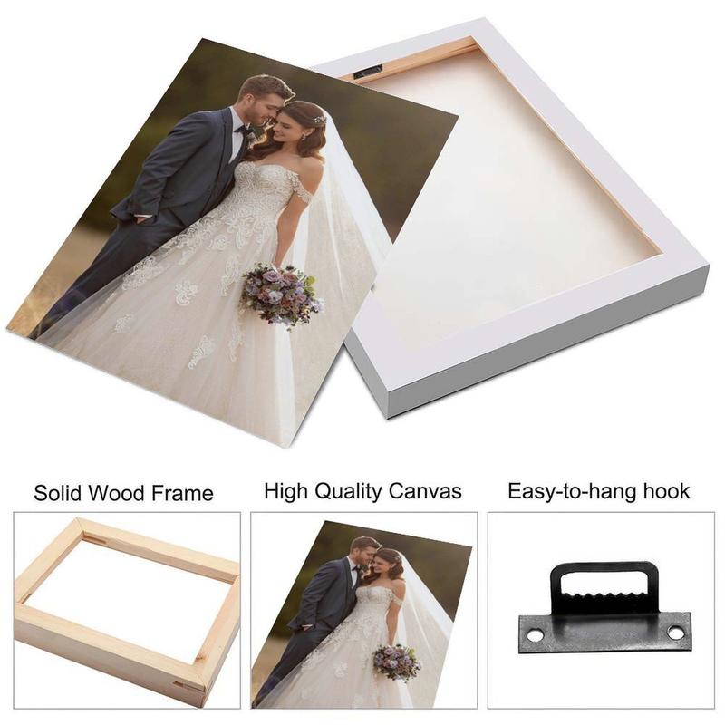 [Custom Gift] Personalized Custom Canvas Prints Custom Pine Frame Poster Wall Art Personalized Gifts for Couples Friends Bedroom Canvas Prints with Your Photos, Picture Image Prints Wall Hanging Decor, Christmas Gift