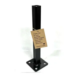 Fix Rusty Broke Rails w/ 1" Metal Outdoor Handrail Bracket Post Mount 10” WELD on Railings broken out of concrete-bolts-Black paint