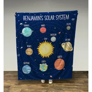 Personalized Solar System Blanket: Custom Name Minky Fleece Blanket summerwins