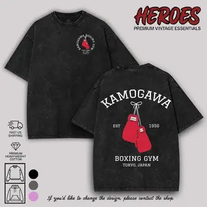 Hajime No Ippo Anime Graphic Double Sided Kamogawa Boxing Gym T-shirts Makunouchi Takamura KGB Oversize Cotton TShirt, Gift for Anime Fan