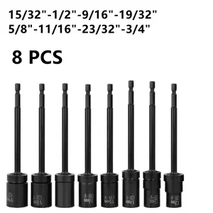 8PCS Rotatable Head Hex Socket Adapter 360 Degree for Electric Wrench Compatible with Pneumatic Air and Lithium Power Tools