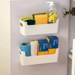 2 Pcs Kitchen Cabinet Door Organizer,Adhesive Mount Inside Cabinet Door Storage,Under Sink Door Storage Shelf  Kitchen,Bathroom,Office,Garage,Craft Room(White)