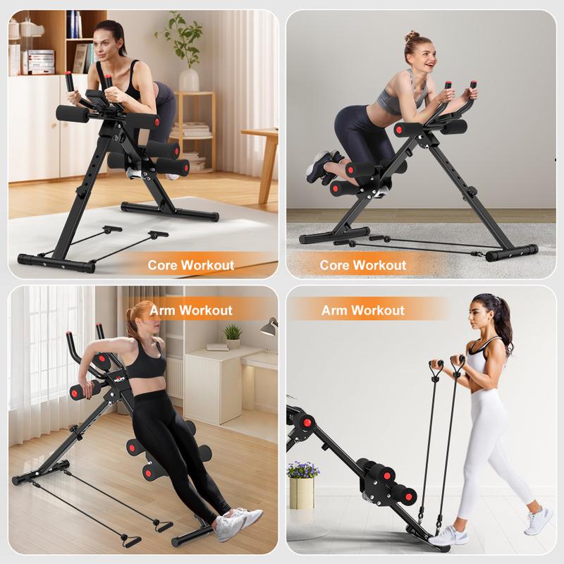 Relife Sports Adjustable Ab Trainer Machine with LCD Monitor, Knee Protection, Foldable Ab Exercise Machine for Arm and Buttocks-Core & Ab Trainer at Home Gym-dealsforyoudays Abdominal Training Equipment