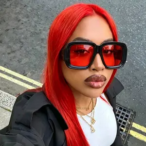 Oversized Bold Square Sunglasses - Thick Retro Frame with Wide Temples, UV400 Shades Perfect for Y2K Revival and Hyper-Fashion Statement Looks