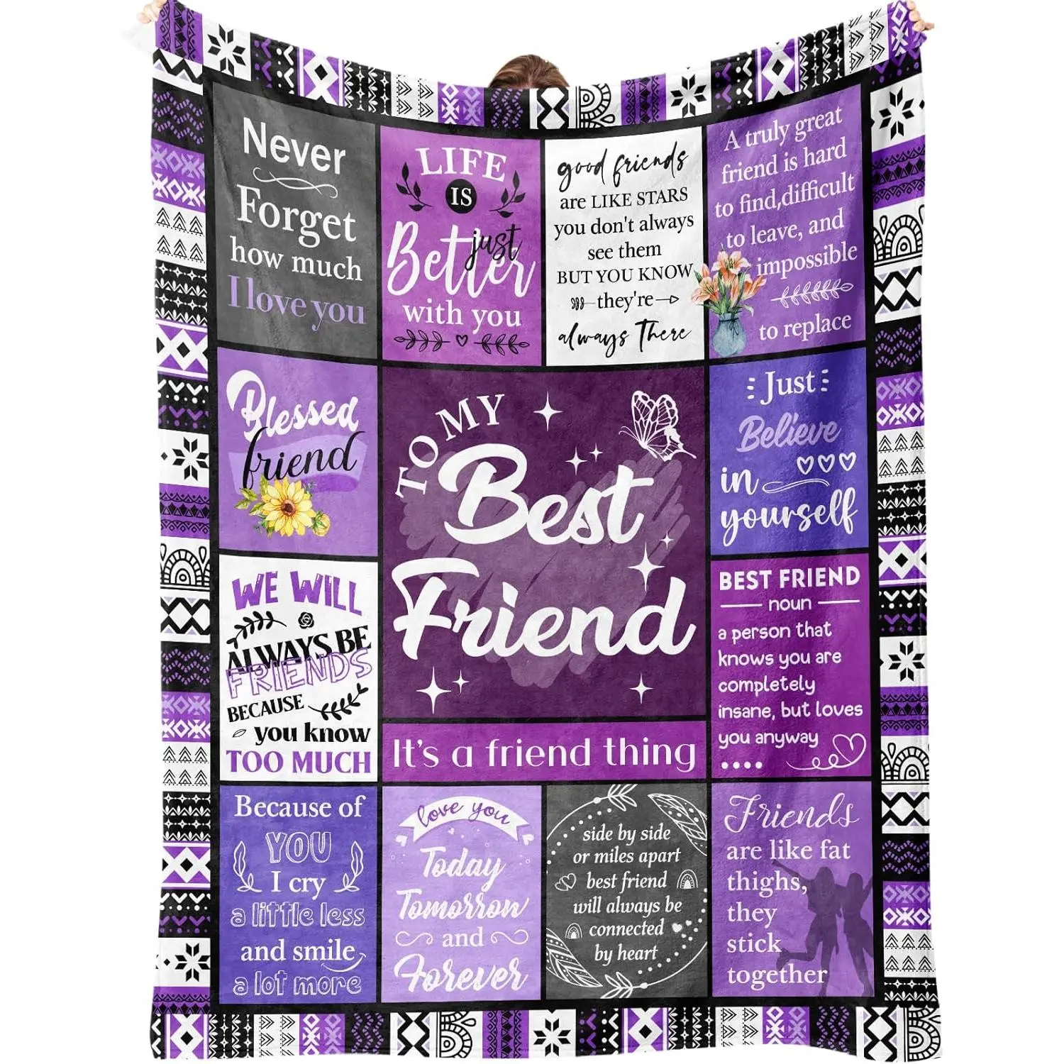 Best Friend Blanket Gifts, Best Friend Birthday Gifts for Women - Friendship Gift to My Best Friends, Bestie, BBF, Soul Sister, Long Distance Blanket Present 50x60in