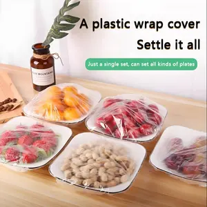 Super Long Thick Disposable Plastic Wrap Set, 100 Pieces, Elastic Transparent Kitchen Storage Accessories, Reusable Food Grade Film