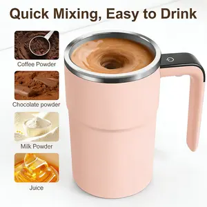 Self-Stirring Coffee Cup, Magnetic Stirring Cup, Self-Stirring Cup With Lid, Rechargeable Automatic Stirring Cup With LCD Temperature Display, 304 Stainless Steel Cup, Suitable For Coffee, Tea, Hot Chocolate (White, Black, 13 Oz)