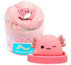 Original Squishmallows Archie The Axolotl Premium Cloud Slime, Cotton Candy-Scented, 8 oz., Storage Container with Figurine Topper, Rubber Charm, Goodie Bags Stuffers, Kids Party Favors, Sensory Toys