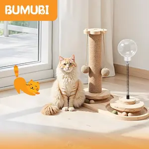 Bumubi Camel Daily Cat Scratching Post with Interactive Ball & Wooden Base for Enhanced Play Grooming Features Ideal for Daily Use