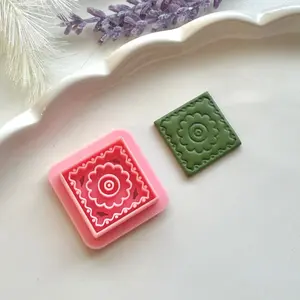 Square Tile Embossed Everyday Clay Cutter 25mm | Precision 0.2mm Blade, PLA+ Earring Jewelry Crafts
