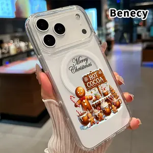 Magnetic Phone Case for iPhone 17 16  Pro Max Plus 15 14 13 12 11 Air E Gingerbread Cocoa Glee  Printed Clear Acrylic All Coverage Cover Support Wireless Charging