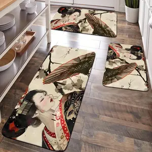 Geisha Girl Pattern Floor Mat, 1 Count Modern Art Style Soft Comfortable Floor Carpet, Decorative Area Rug for Home Living Room Bedroom, Modern Runner Rug