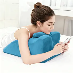 Ergonomic Memory Foam Posture Pillow with Spinal Support - Multi-Functional Indoor Furniture for Face-Down Rest, Blue, Indoor Use