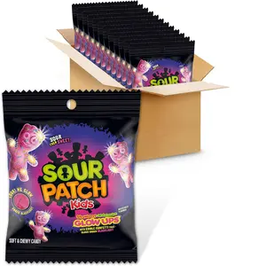 SOUR PATCH KIDS Glow Ups Strawberry-Watermelon Soft & Chewy Gummy Candy, Bulk Candy,pack of 12-3.08 oz Bags