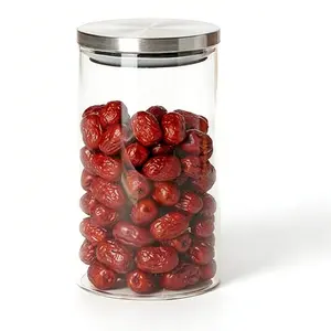 Round Glass Sealed Jar with Stainless Steel Lid, Flip-Top Design, Coffee Bean Container, Nut Jar, Biscuit Storage, Snack Canister