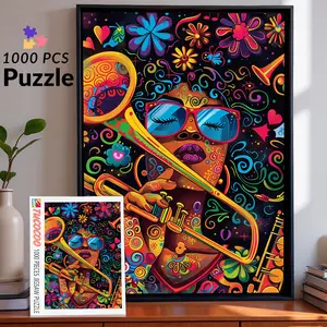 Tucocoo 1000-Piece Jazz Woman with Trombone Jigsaw Puzzle, Colorful Music Art, Recycled Cardboard, 27.5x20in (70x50cm), for Adult Relaxing Brain Challenge, Meaningful Gift & Wall Decor