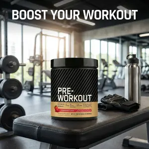 Strawberry Pre-Workout Powder with Creatine & Beta-Alanine, 175mg Caffeine, 30 Servings, Gym & Training Support Supplement