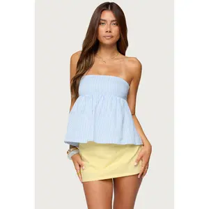 Maddie Strapless Striped Babydoll Top