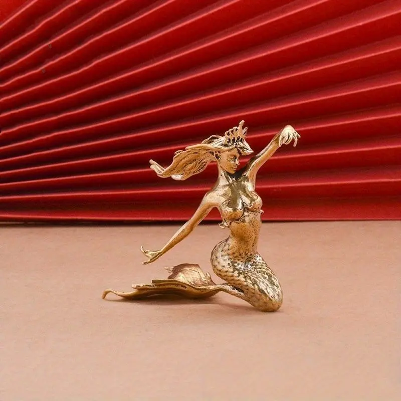 Solid Brass Dancing Princess Statue Decorative Ornament for Home Desktop — Durable Brass Material, Suitable for Living Room/Study/Bedroom Decoration Display