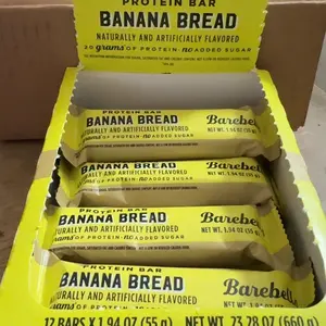 Barebells Protein Bars Banana Bread - 12 Count, 20g High Protein Treats - Chocolate Nutrition Bar with 2g Total Sugars - On-The-Go Breakfast or Post-Workout Snack