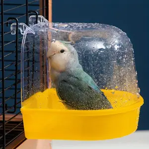Transparent Bird Bath Bowl, Hanging Parrot Shower Bowl, Splash-Proof Cage Accessory, Easy Clean Bird Bath, Pet Bird Care Supplies