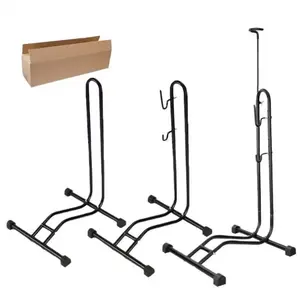 3 in 1 Bicycle Floor Stand - Freestanding Upright Parking Storage Rack, Space Saver, Suitable for Mountain Bike, Road Bike, Max Wheel Diameter 27.5 Inches