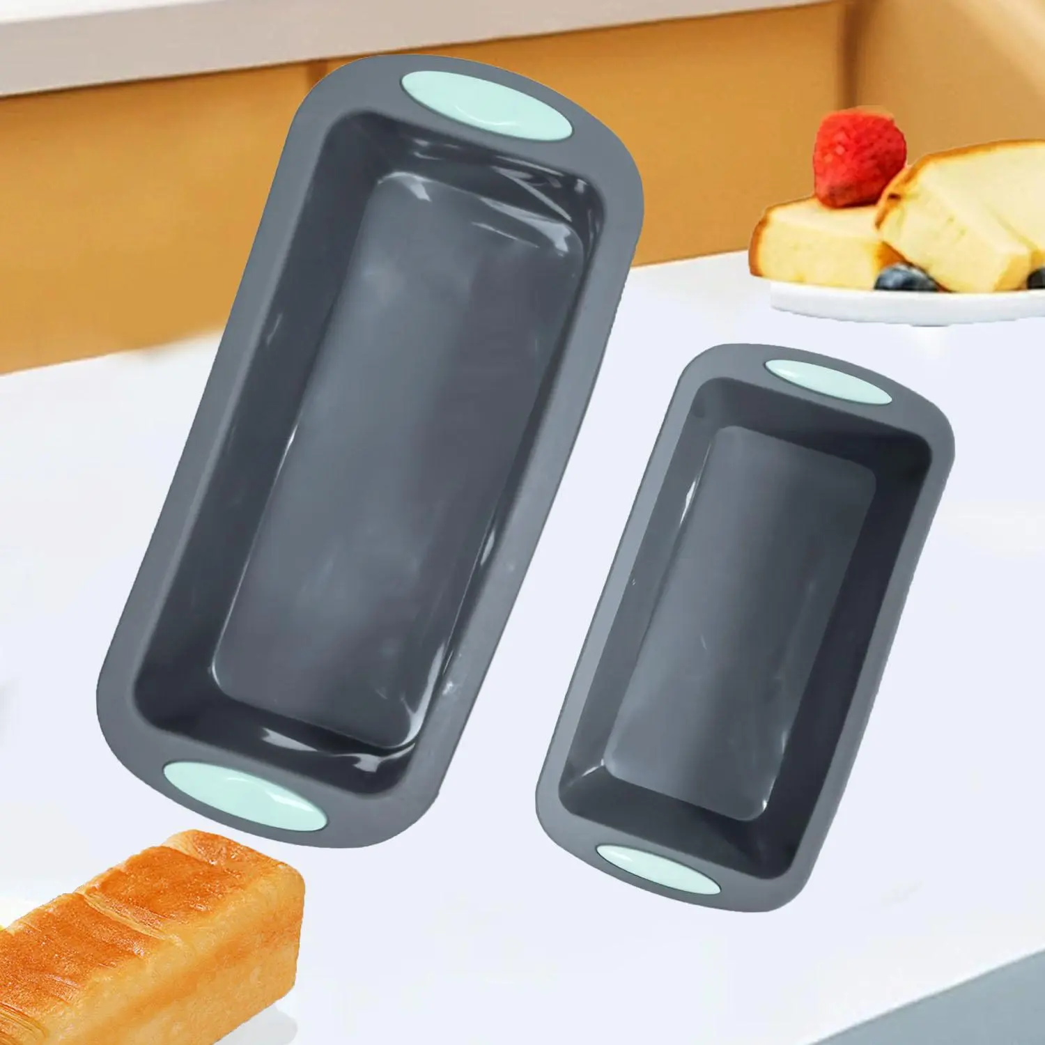 Silicone Toast Baking Pan Set in Large and Small Sizes, Non-Stick Thickened Silicone Bread Cake Molds for Easy Baking Baking Supplies Silicone Loaf Molds