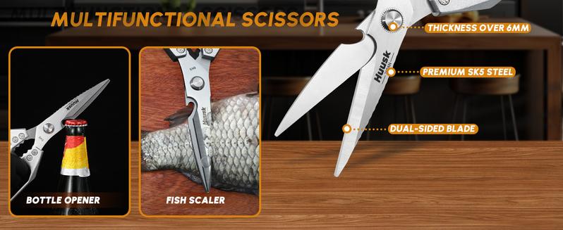 【TikTokShopBlackFriday】HUUSK Kitchen Scissors All Purpose -FallFreshness- Stainless Steel Kitchen Shears, Sharp Silver Meat Scissors, Dishwasher Safe, Heavy Duty Poultry Shears, Japanese Cooking Scissors for Food, Chicken Bones, and Turkey – Perfect Gift! 【TikTokShopBlackFriday】HUUSK Kitchen Scissors All Purpose -FallFreshness- Stainless Steel Kitchen Shears, Sharp Silver Meat Scissors, Dishwasher Safe, Heavy Duty Poultry Shears, Japanese Cooking Scissors for Food, Chicken Bones, and Turkey – Perfect Gift!