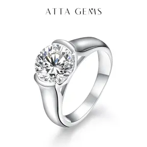 Classic Ronud Cut 3.0ct-2.0ct Synthetic Moissanite Ring for Women 925 Sterling Slver Engagement Wedding Fine Jewelry Gift R113