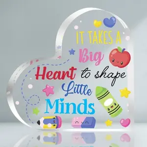 Heart Shaped Acrylic Ornament, Creative Teacher Gift, Teacher Appreciation Gift, Desktop Decoration, Home Decor, Home Office Decor, Gift for Teacher, Signs, Acrylic Plaque Decor