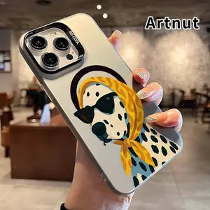 Magnetic Phone Case for iPhone 15 Pro Max 16 Plus 14 13 12 11 E Dandy Dalmatian Charm Pattern Shockproof Silicone PC Back Protection Smartphone Cover Cellphone Protective