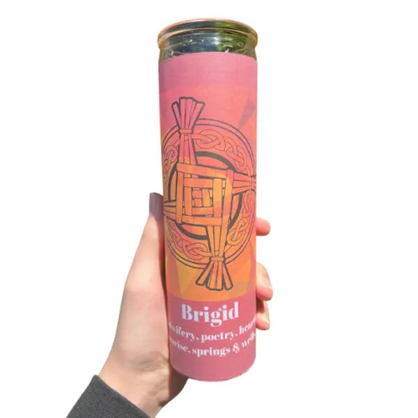 Brigid 7-Day Non-Toxic Paraffin Wax Candle - Traditional Irish Motif Home Decor, Home Fragrance, Ideal for Altar Use, Hearth Lighting, $10.00