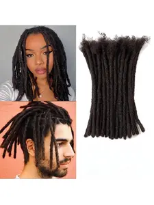 Thickness Dreadlock Extensions Human Hair 10-60 Strands Locs Extensions Real Human Hair, Natural Black for Women Men Kids Full Handmade Permanent Locs Can Be Dyed and Bleached Ideal for Daily Hip-Hop Style and Summer Daily Use Braids