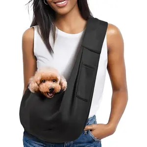 Adjustable Pet Sling Carrier Hands-Free Crossbody Dog Travel Bag with Built-in Safety Hook Breathable Shoulder Pouch for Small Dogs Cats Puppies Outdoor Walking Tote