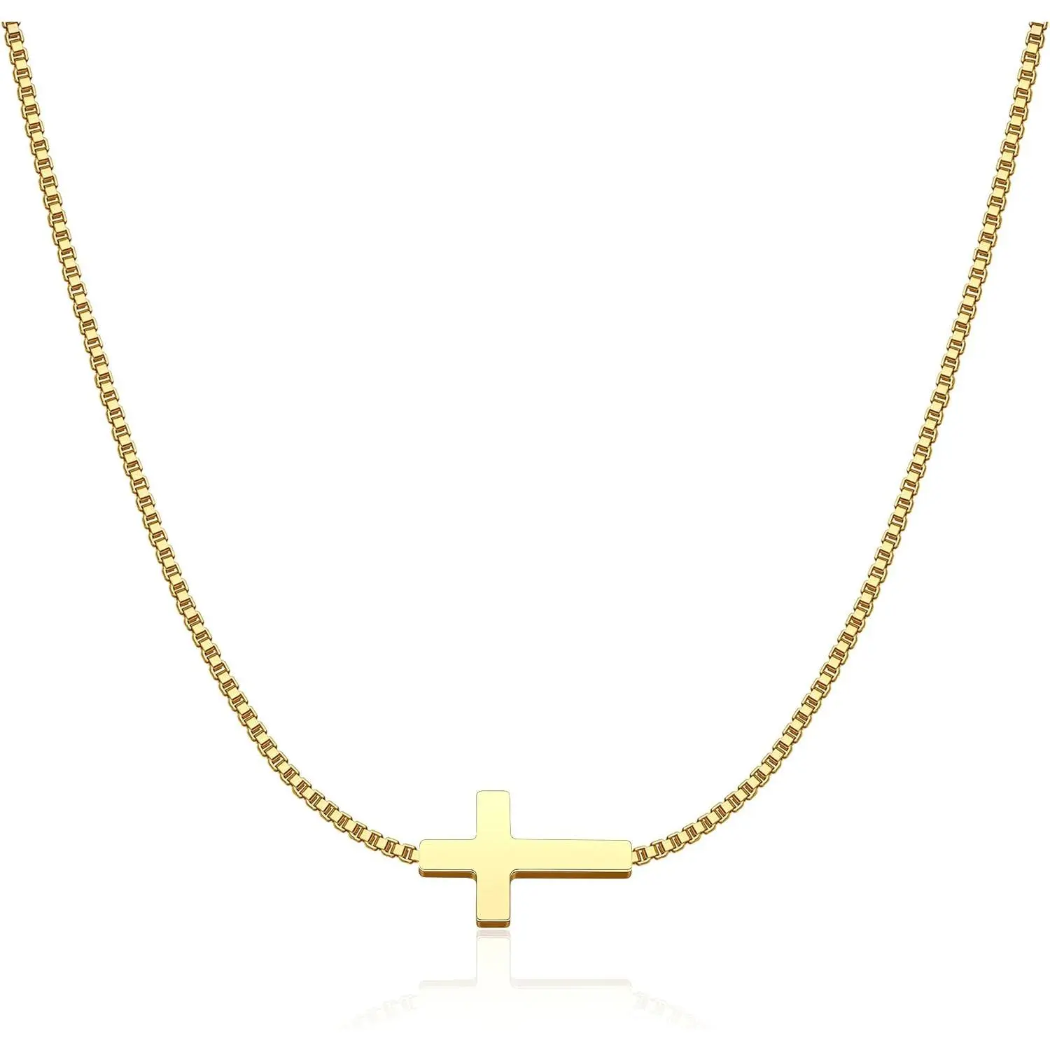Cross Necklace for Women 14K Gold Silver Plated Dainty Small Cross Pendant Choker Simple Trendy Cute Cross Charm Chain Necklace Easter Basket Stuffers Baptism Religious Faith Jewelry Gift