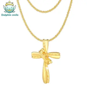 Crown Cross Necklace, Fashion Double Layered Jewelry