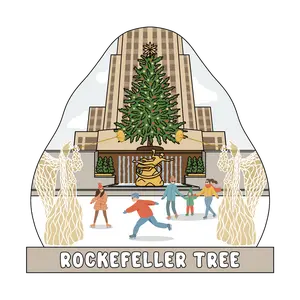 Rockefeller Tree - 3D Wooden Souvenir Magnet Custom New York City Christmas Tree Design Eco-Friendly High-Quality Wood Perfect Holiday Gift