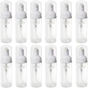 12 Pcs 2 oz Empty Travel Soap Bottle Plastic Foam Dispenser Mini Foaming Soap Pump Dispenser for Cleaning Travel Cosmetics Packaging