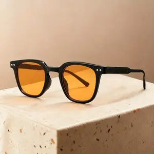 Fashion round neutral gradual change pink lenses, women's men's classic metal nail decorative glass tropical vacation glasses, women's anti-glare sunglasses